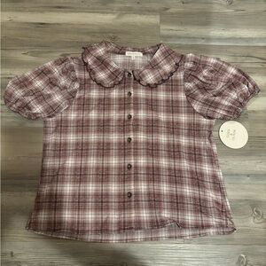 Vintage Plaid Shirt with Puff Sleeves